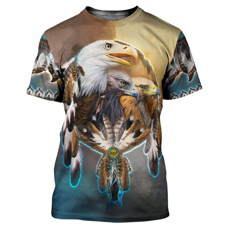 [sk0342-auh-tpa] EAGLE DREAM CATCHER 3D Unisex Hoodies - Camellia Print