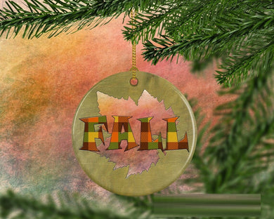 Fall Plaid Leaf Happy Halloween Tree Ornament Decorations, Halloween Decorations, Halloween Decor, Ceramic Ornament