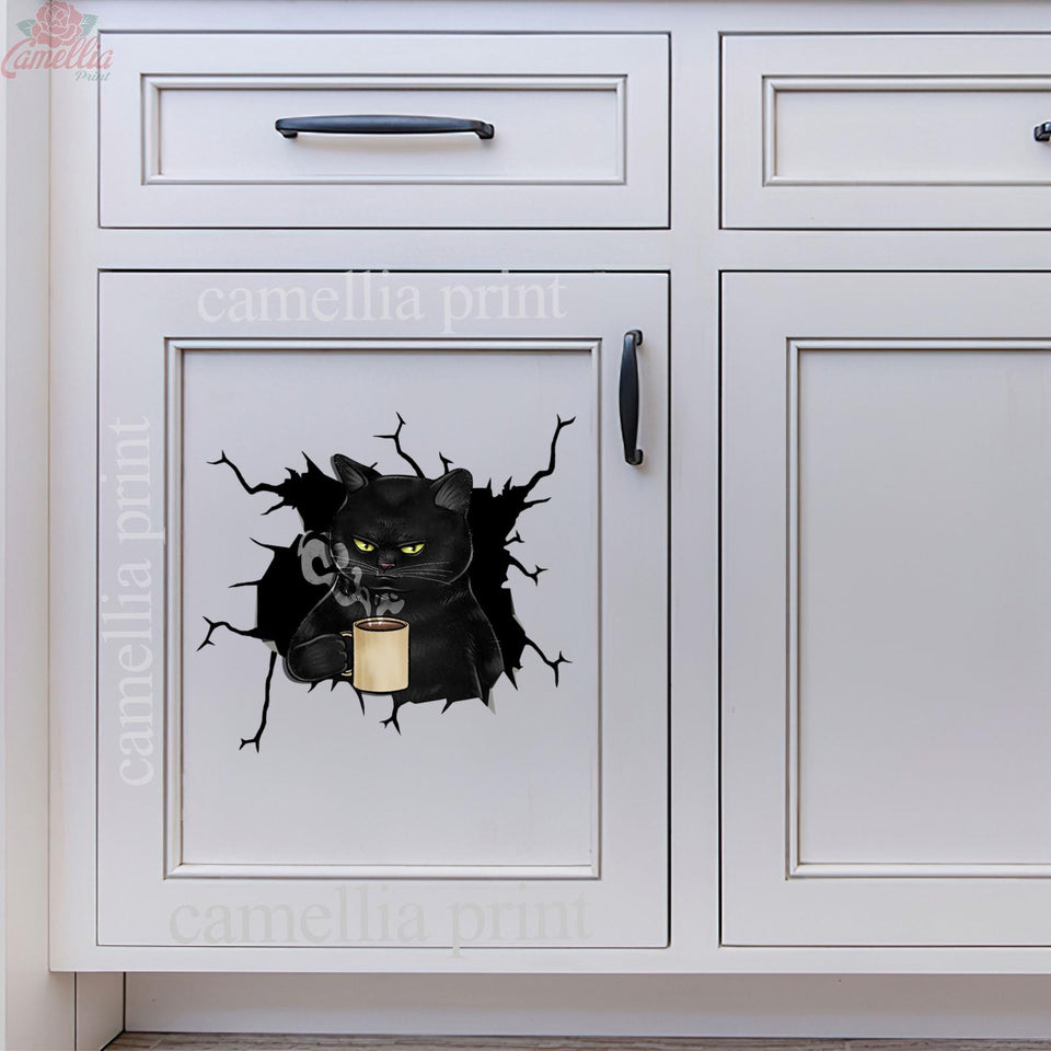 Black Cat Coffee Crack Mom Car Decal A Cute Anime Car Decals Easter Gifts