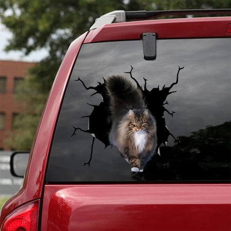 [ha0207-snf-lad]-norwegian-forest-cat-crack-car-sticker-cats-lover