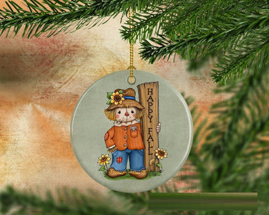 Happy Fall Scarecrow Happy Halloween Tree Ornament Decorations, Halloween Decorations, Halloween Decor, Ceramic Ornament