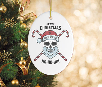 Heavy Metal Emo Christmas Santa Happy Halloween Tree Ornament Decorations, Halloween Decor, Ceramic Ornament