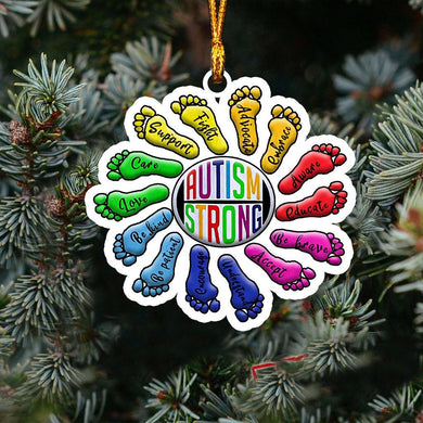 [sk0337-pw-ornm-lad] Ornament Autism Gift For Christmas Decorate The Pine Tree - Camellia Print