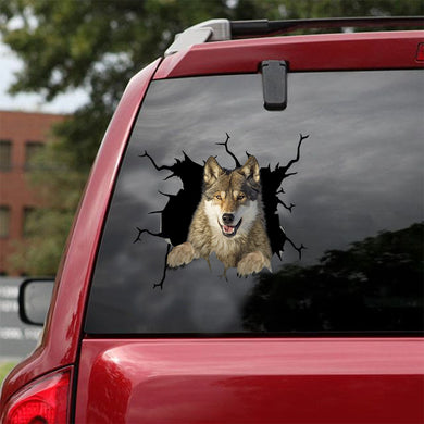 [ld1276-snf-lad]-wolf-crack-car-sticker-animals-lover