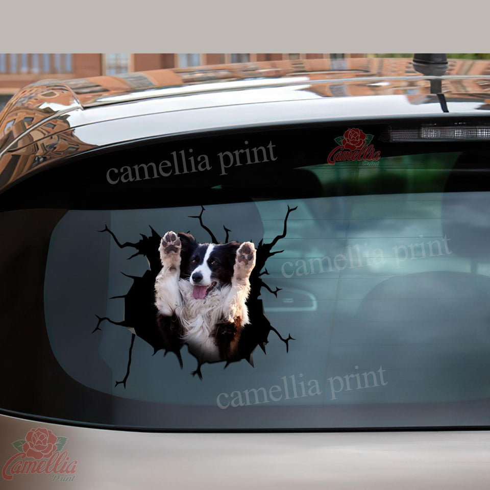 Border Collie Crack Decals For Walls Funny Friendship Stickers Father's Day Gift Ideas