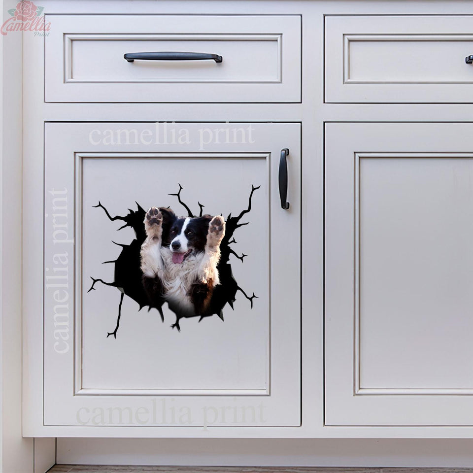 Border Collie Crack Decals For Walls Funny Friendship Stickers Father's Day Gift Ideas
