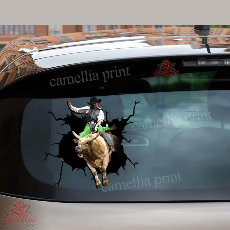 Bull Riding Crack Head Decal Pretty Cute Waterproof Labels For Bottles Best Gifts 2021