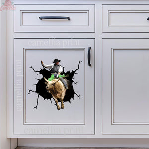Bull Riding Crack Head Decal Pretty Cute Waterproof Labels For Bottles Best Gifts 2021
