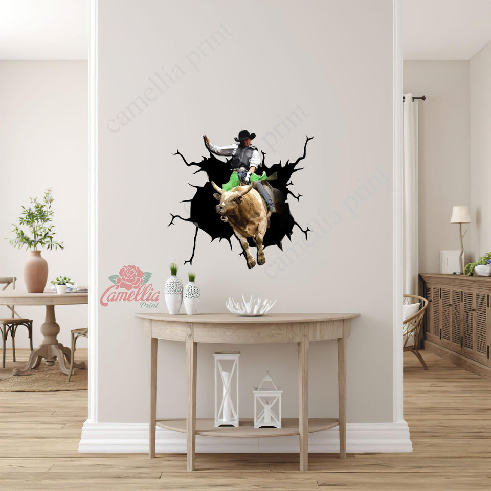 Bull Riding Crack Head Decal Pretty Cute Waterproof Labels For Bottles Best Gifts 2021