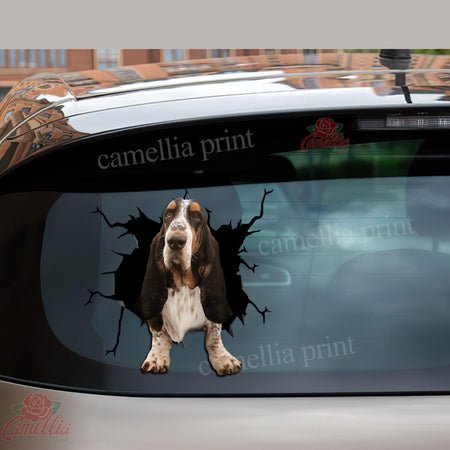 Basset Hound Crack Sticker Design Funny Pictures 3d Sticker Gift For Husband
