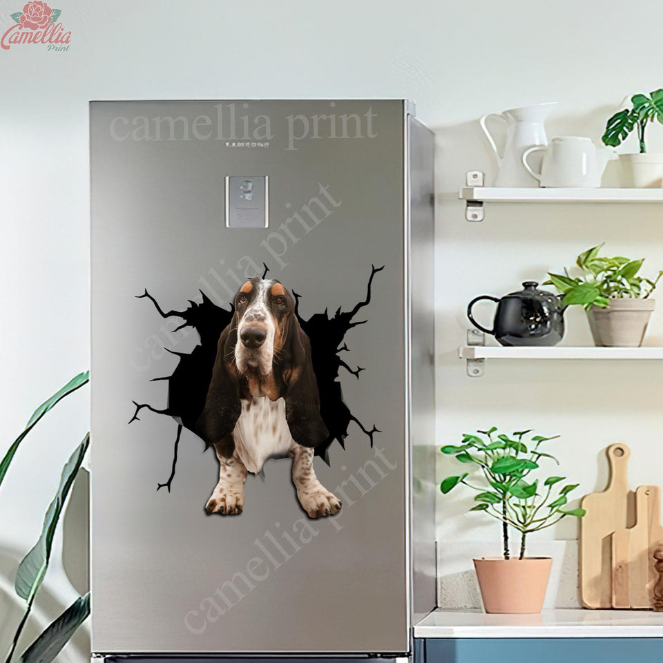 Basset Hound Crack Sticker Design Funny Pictures 3d Sticker Gift For Husband
