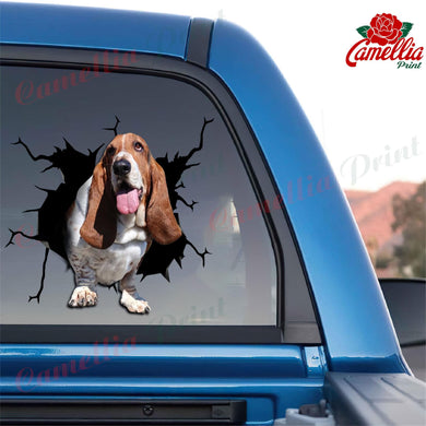 Basset Hound Crack Sticker Box Funny Wall Decor Vinyl Window Decals Birthday Gifts For Women