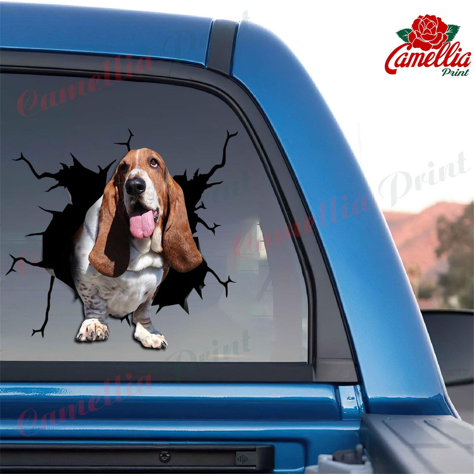 Basset Hound Crack Sticker Box Funny Wall Decor Vinyl Window Decals Birthday Gifts For Women