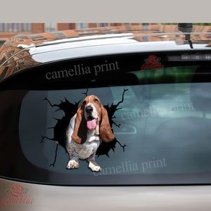 Basset Hound Crack Sticker Box Funny Wall Decor Vinyl Window Decals Birthday Gifts For Women