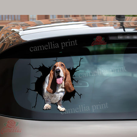 Basset Hound Crack Sticker Box Funny Wall Decor Vinyl Window Decals Birthday Gifts For Women