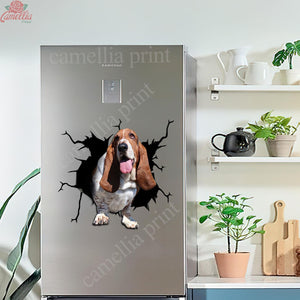 Basset Hound Crack Sticker Box Funny Wall Decor Vinyl Window Decals Birthday Gifts For Women
