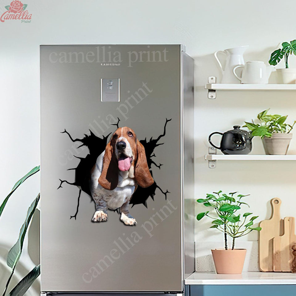 Basset Hound Crack Sticker Box Funny Wall Decor Vinyl Window Decals Birthday Gifts For Women