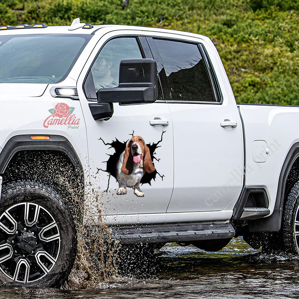 Basset Hound Crack Sticker Box Funny Wall Decor Vinyl Window Decals Birthday Gifts For Women
