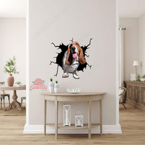 Basset Hound Crack Sticker Box Funny Wall Decor Vinyl Window Decals Birthday Gifts For Women