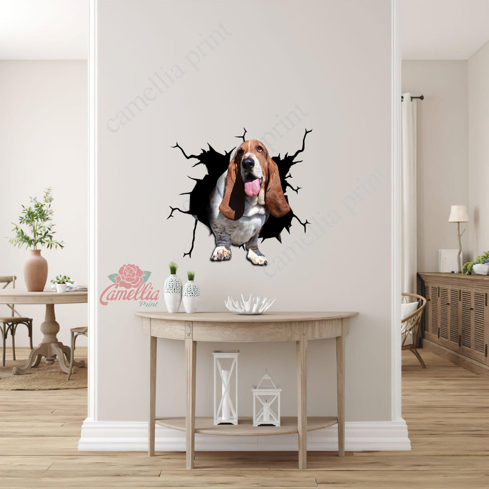 Basset Hound Crack Sticker Box Funny Wall Decor Vinyl Window Decals Birthday Gifts For Women