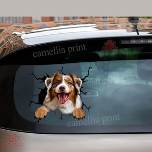 Australian Shepherd Crack Bumper Sticker Super Cute Stickers Valentines Gifts