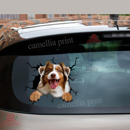 Australian Shepherd Crack Bumper Sticker Super Cute Stickers Valentines Gifts