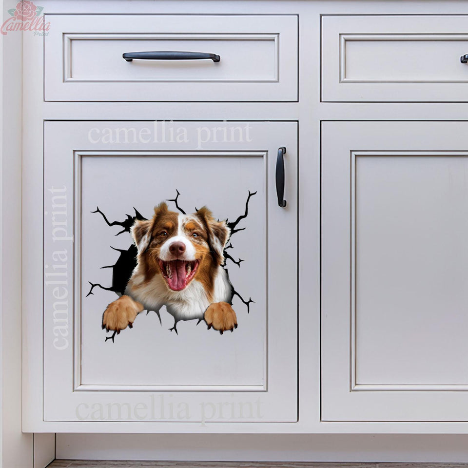 Australian Shepherd Crack Bumper Sticker Super Cute Stickers Valentines Gifts