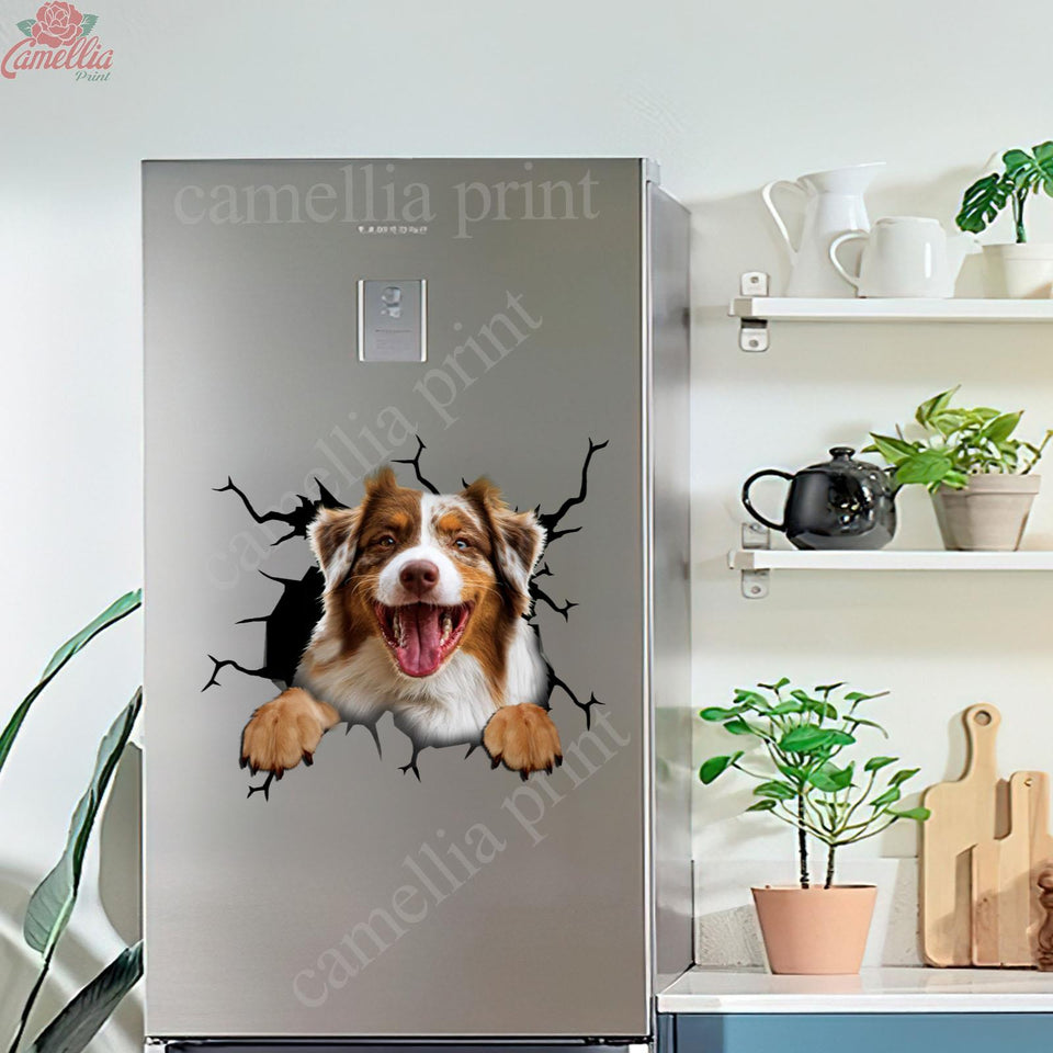 Australian Shepherd Crack Bumper Sticker Super Cute Stickers Valentines Gifts