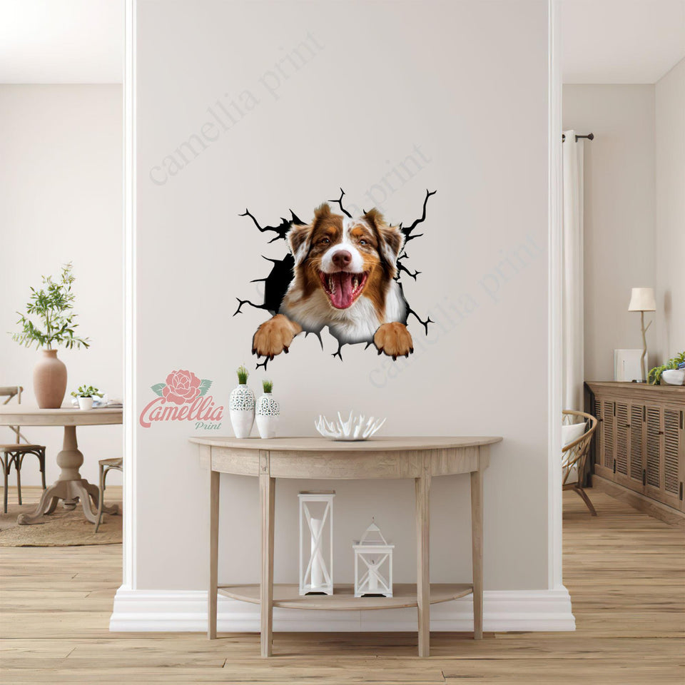 Australian Shepherd Crack Bumper Sticker Super Cute Stickers Valentines Gifts