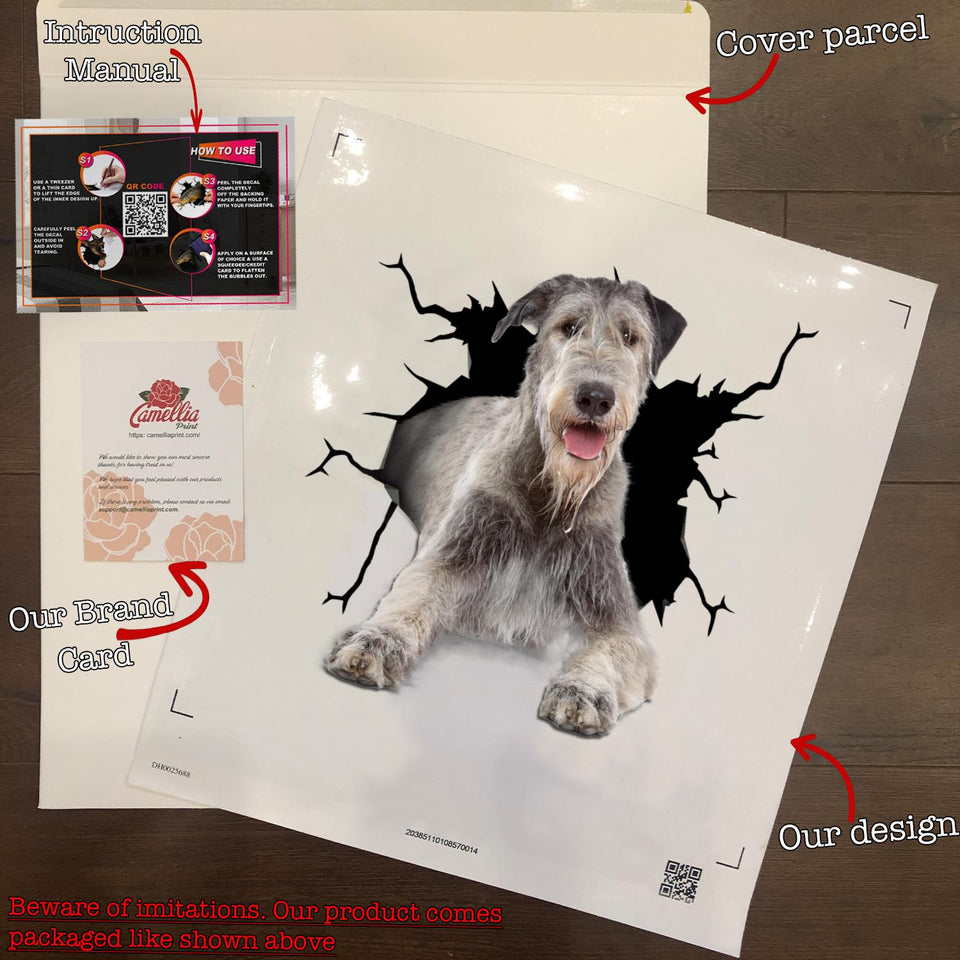 Wolfhound Crack Decal Items Funny Wall Decor Vehicle Decals Gifts For Dogs