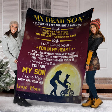  My Dear Son I Closed My Eyes Mom And Son In The Moonlight Ultra Soft Cozy Plush Fleece Blanket