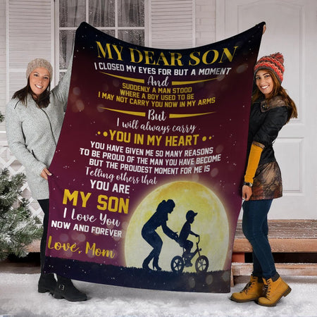  My Dear Son I Closed My Eyes Mom And Son In The Moonlight Ultra Soft Cozy Plush Fleece Blanket