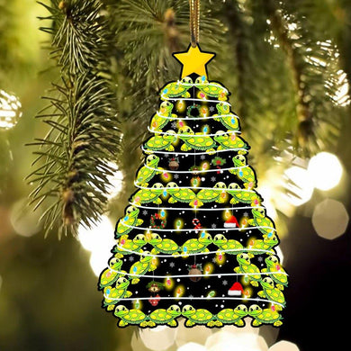 [sk0396-pw-ornm-ptd] Ornament Turtle Gift For Christmas Decorate The Pine Tree - Camellia Print