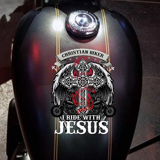 [sk0107-snf-PTD] I ride w JS - Christian biker Sticker Lover - Camellia Print