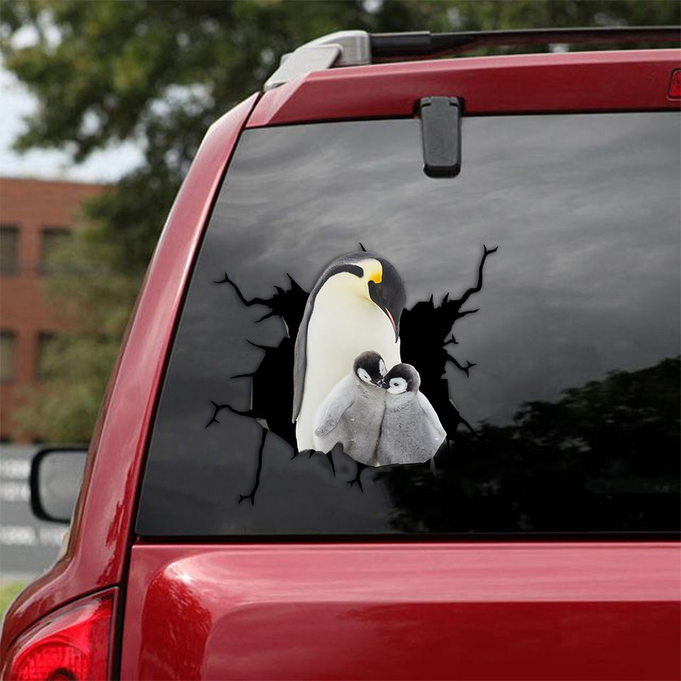 [sk0630-snf-tpa]-penguin-family-crack-sticker-animals-lover