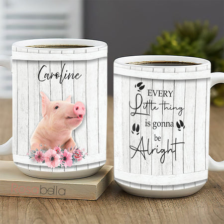 Custom Cups Pig Cute Flower Mugs For Pig Lover All Over Print PYR2101013Z | 15oz