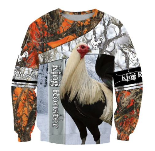 Rooster King Camo II All Over Printed Unisex Hoodie 6