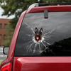 [sk0200-snf-hnd] Funny GERMAN SHEPHERD Crack Car dogs Sticker Lover - Camellia Print