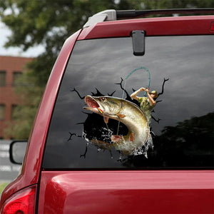 [sk0451-snf-hnd]-fishing-crack-car-sticker-fishing-lover