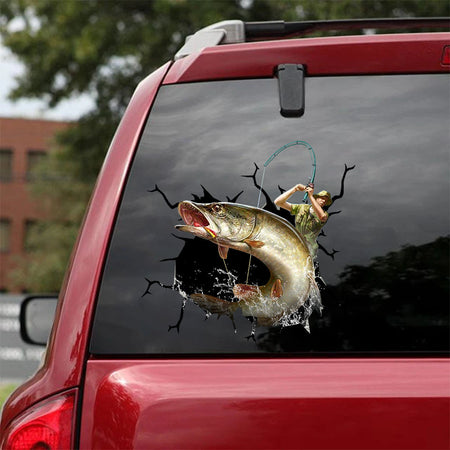 [sk0451-snf-hnd]-fishing-crack-car-sticker-fishing-lover