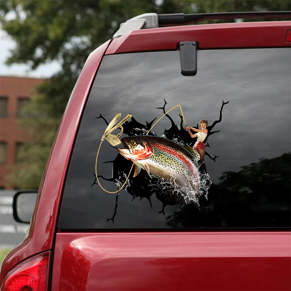 [sk0541-snf-hnd]-salmon-fishing-women-crack-car-sticker-fishing-lover