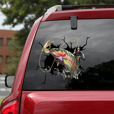 [sk0550-snf-hnd]-cutthroat-trout-men-crack-car-sticker-fishing-lover