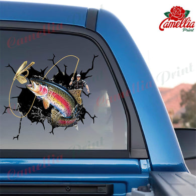 Rainbow Trout Men Crack Sticker Design Funny Vinyl Car Decals Custom Vinyl Stickers Christmas Gifts For Mom