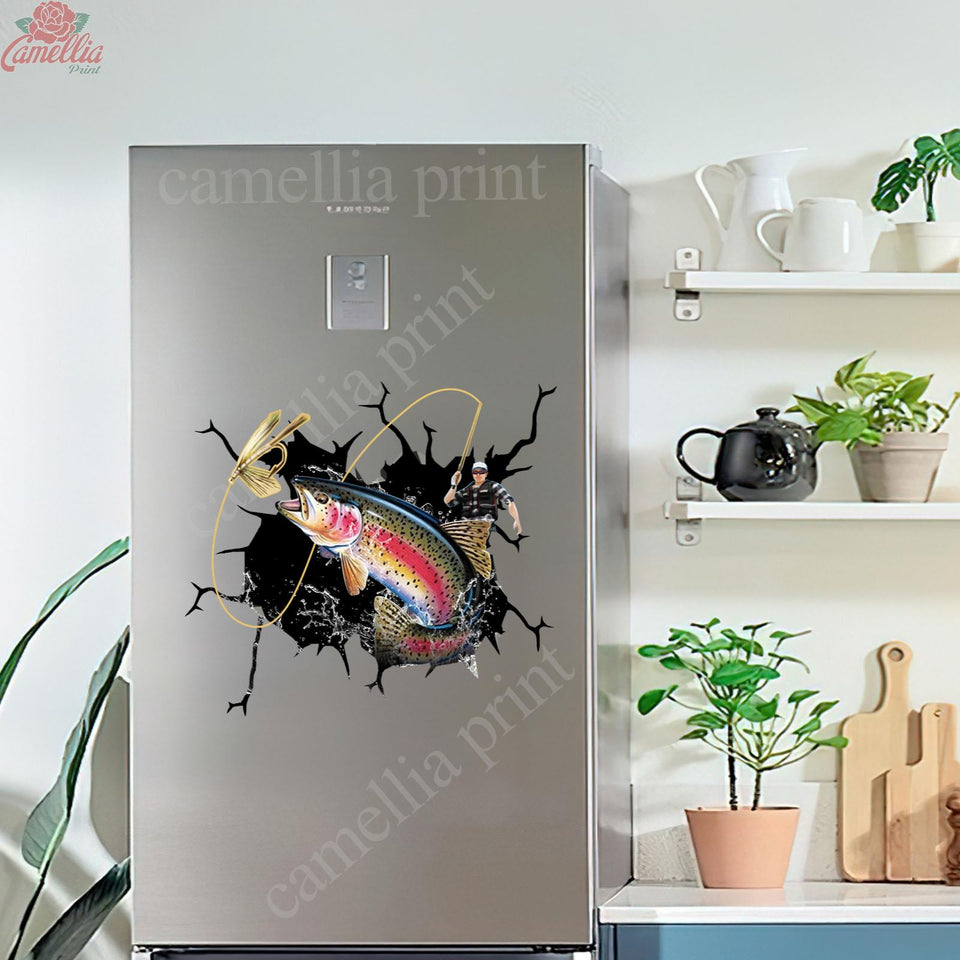 Rainbow Trout Men Crack Sticker Design Funny Vinyl Car Decals Custom Vinyl Stickers Christmas Gifts For Mom