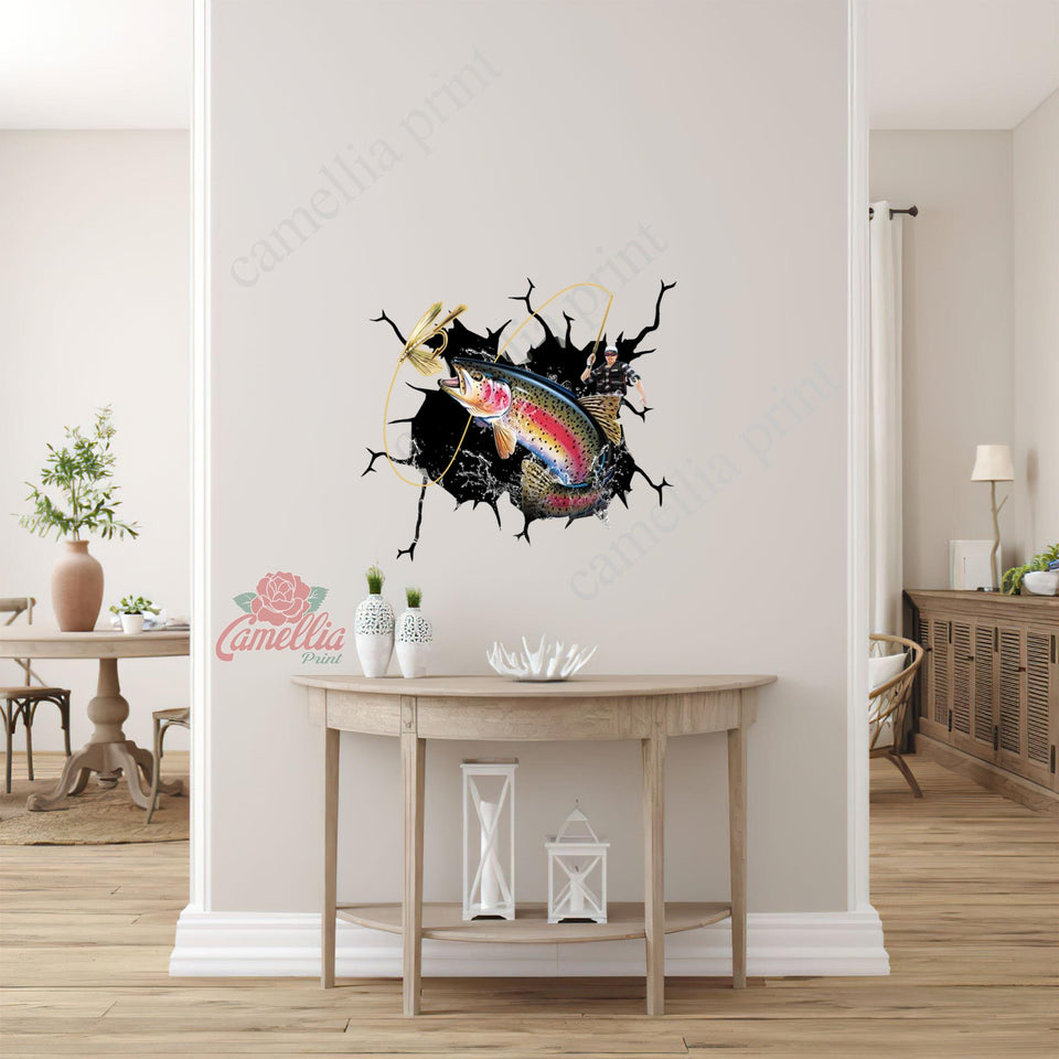 Rainbow Trout Men Crack Sticker Design Funny Vinyl Car Decals Custom Vinyl Stickers Christmas Gifts For Mom