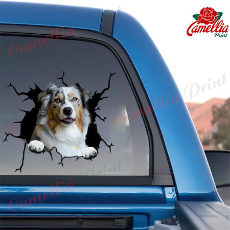 Australian Shepherd Crack Decal Car Corny Jokes Vehicle Decals Gifts For New Moms