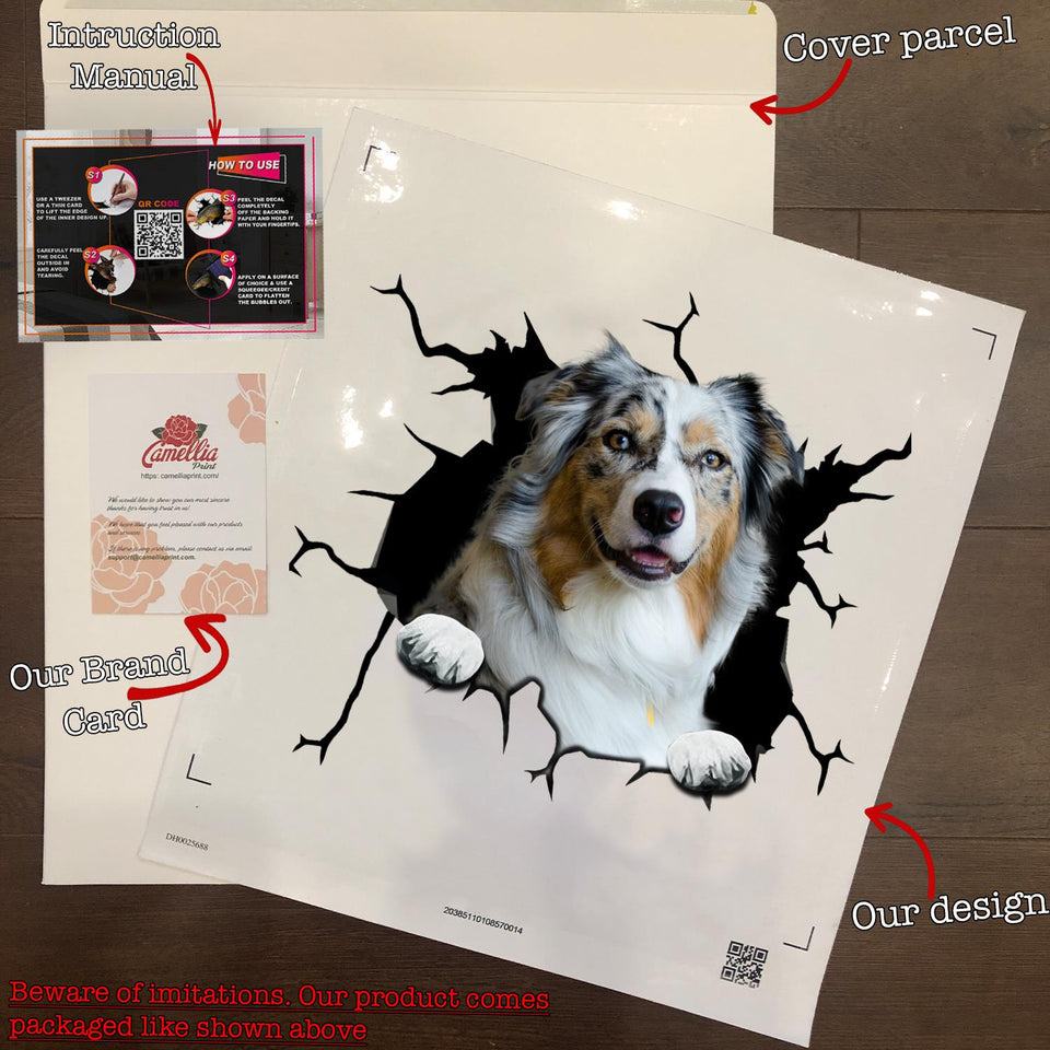 Australian Shepherd Crack Decal Car Corny Jokes Vehicle Decals Gifts For New Moms