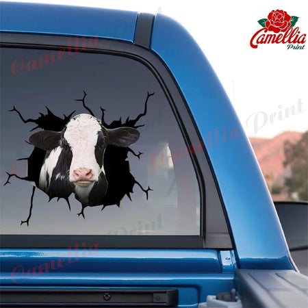 Dairy Cow Crack Decals For Cars Cuteness Overloaded Logo Stickers Sympathy Gifts