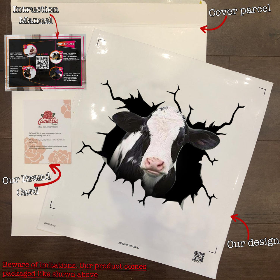 Dairy Cow Crack Decals For Cars Cuteness Overloaded Logo Stickers Sympathy Gifts