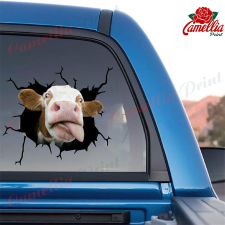 Cow Crack Sticker Car Window Fun Small Stickers White Elephant Gift